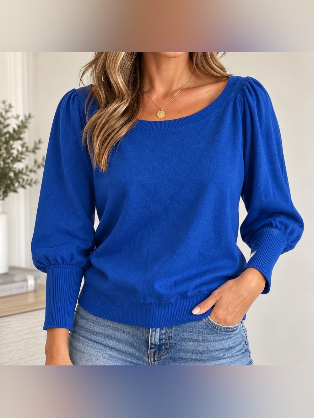 Ann Taylor Factory Royal Blue Boatneck Pullover Sweater
